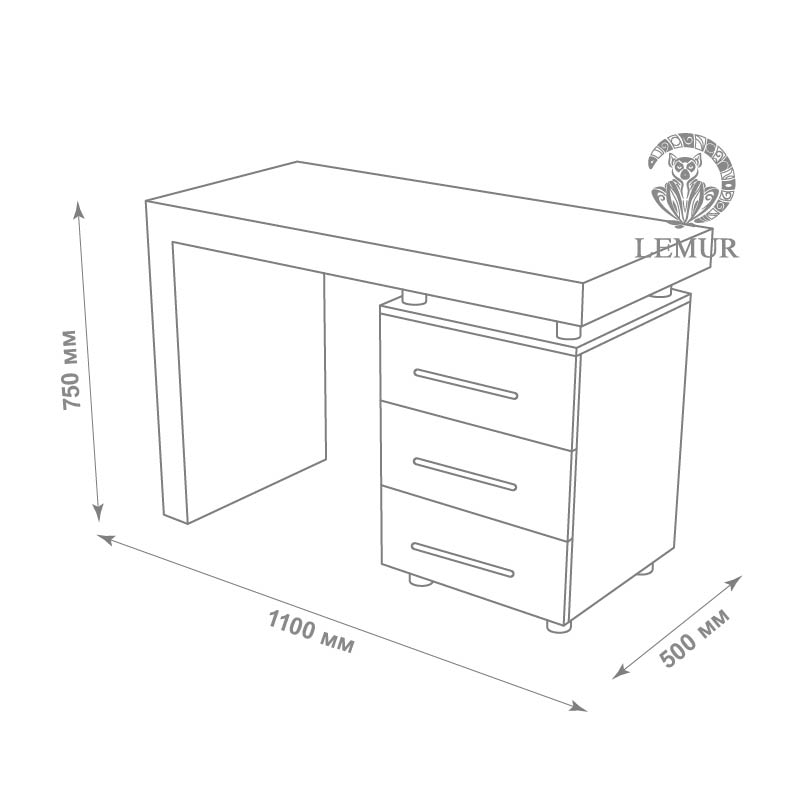 Схема маникюрного стола с тумбой и размерами